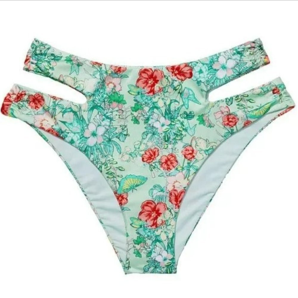 Victoria’s Secret Swim Wrap High Waist Cheeky‎ Bikini Bottom Butterfly Floral XL